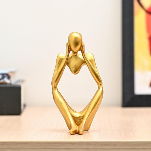 Modern Thinker Gold Resin Statue Decor